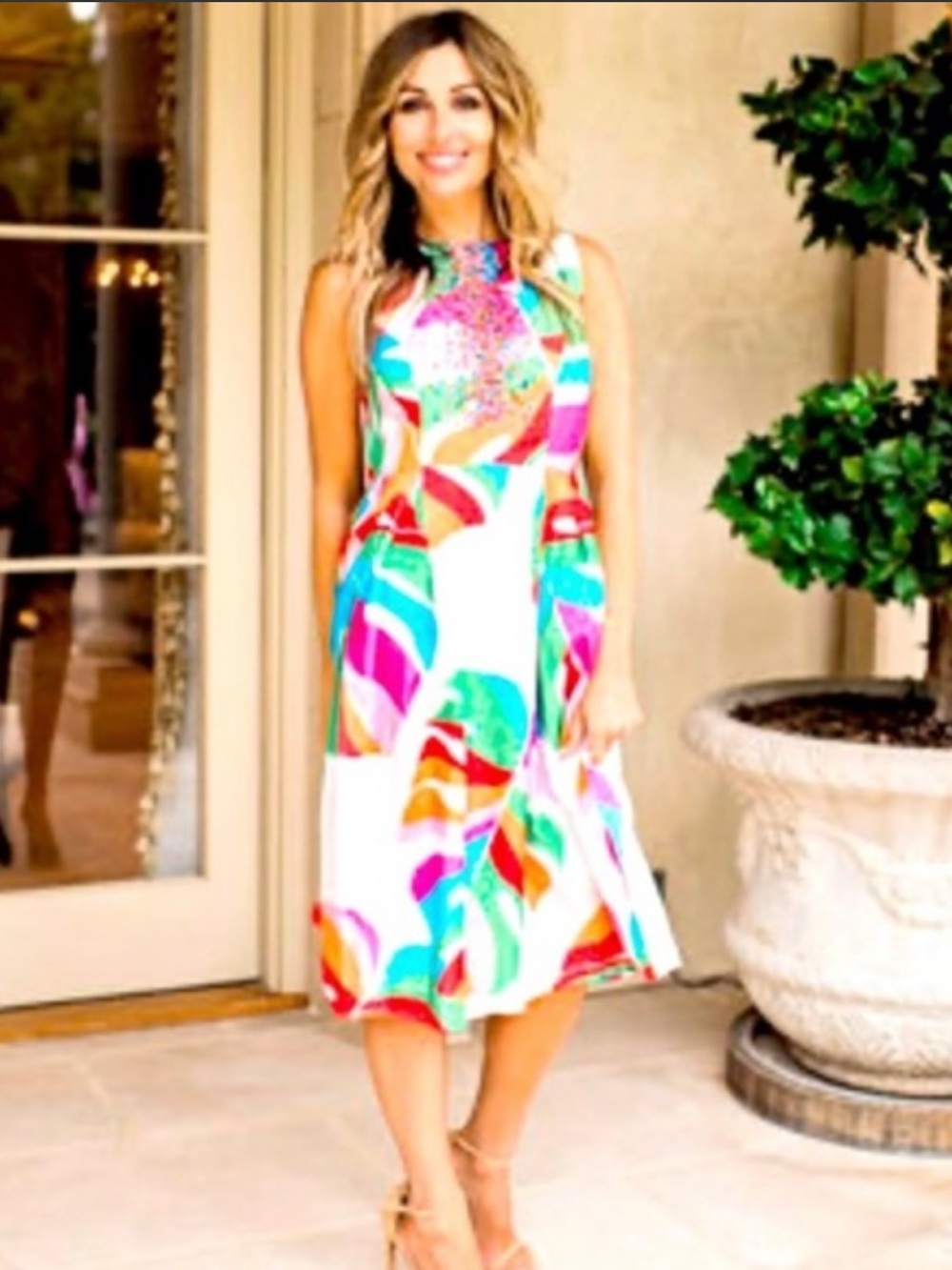 Sheridan French Margot dress in Rainbow Monstera small